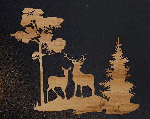 Deer SVG DXF Cut Files, dxf files for plasma, cnc files for wood, mountain svg, forest svg, deer svg, hunting svg SVG CutLeafSvg 