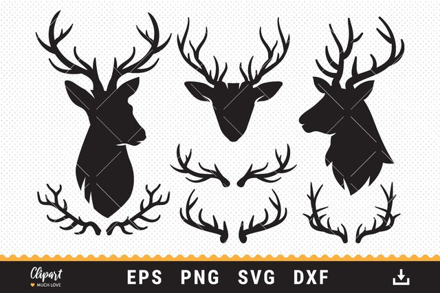 Deer SVG, DXF, PNG, Deer Antler Cut Files SVG ClipartMuchLove 