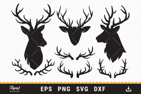 Deer SVG, DXF, PNG, Deer Antler Cut Files SVG ClipartMuchLove 