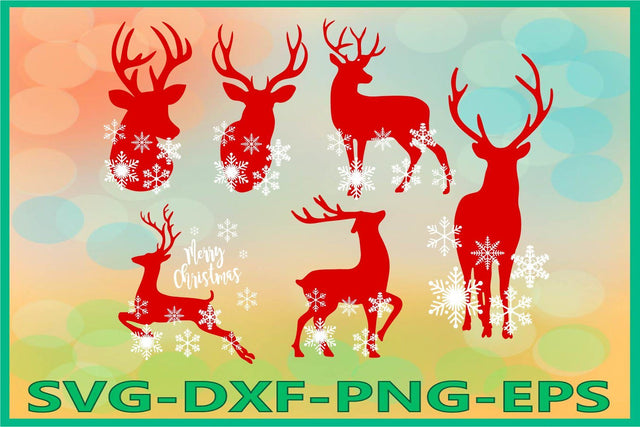 Deer Svg, Snowflake, Merry Christmas SVG AlexSVGStudio 