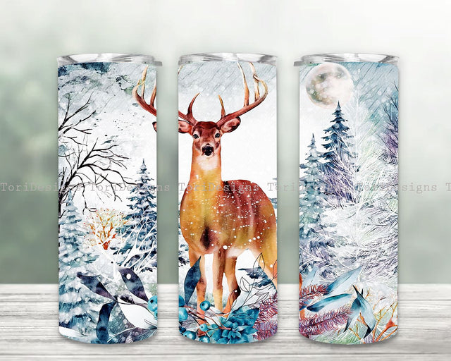 Deer Tumbler, 20oz Skinny Tumbler Sublimation Designs, Deer Tumbler Wrap Png Sublimation ToriDesigns 