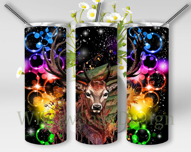 Deer Tumbler Design, Deer Hunting 20oz Skinny Tumbler, Hunting Tumbler Png, Rainbow Neon Tumbler Wrap, Deer Hunting Sublimation Design, Instant Download Sublimation WillowSageDesign 