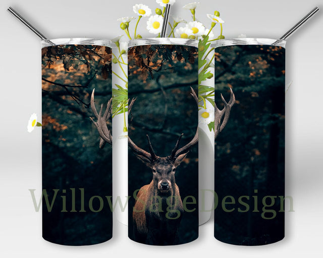 Deer Tumbler Png, Deer In Forest 20oz Skinny Tumbler, Deer Hunting Design Tumbler, Nature Animal Tumbler Wrap, Deer Sublimation Design, Instant Download Sublimation WillowSageDesign 