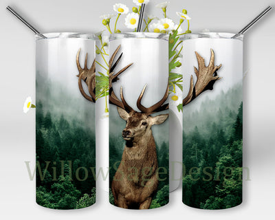 Deer Tumbler Png, Wild Deer 20oz Skinny Tumbler, Forest Mountain Tumbler Wrap, Deer Sublimation Design, Animal Love Gift, Instant Download Sublimation WillowSageDesign 