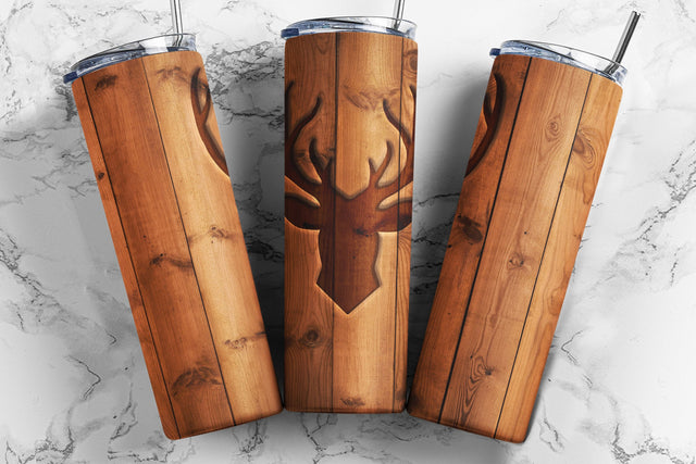 Deer Tumbler Wrap for 20 oz Skinny Tumbler Sublimation designs Wood Deer Hunting Tumbler PNG Sublimation TumblersByPhill 