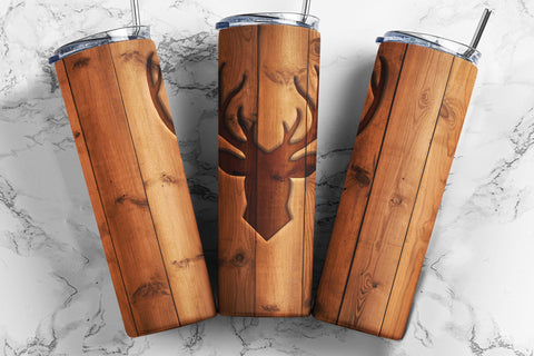 Deer Tumbler Wrap for 20 oz Skinny Tumbler Sublimation designs Wood Deer Hunting Tumbler PNG Sublimation TumblersByPhill 