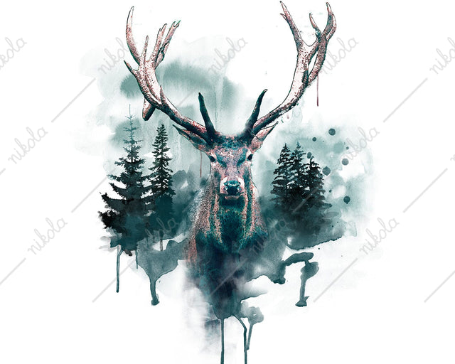 Deer, Watercolor, Forest, Sublimation, Clipart, PNG, JPG Sublimation nikola 