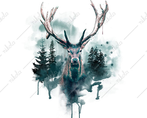 Deer, Watercolor, Forest, Sublimation, Clipart, PNG, JPG Sublimation nikola 