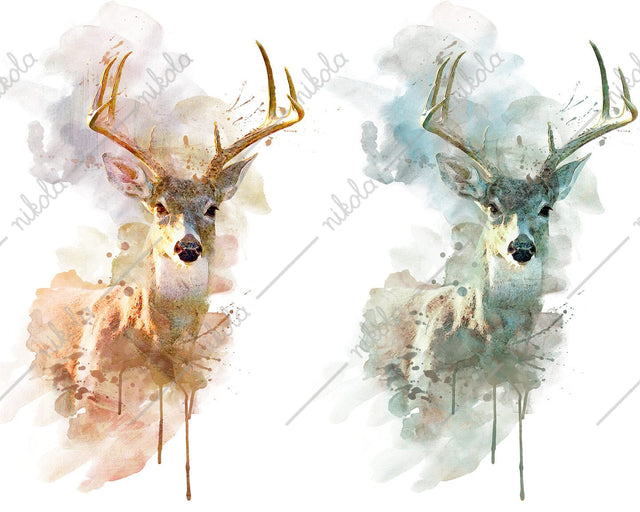 Deer, Watercolor, Sublimation, Clipart, PNG, JPG Sublimation nikola 