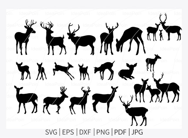 Deers svg, Deers svg Bundle, Mama and Baby Deer, Deer Family svg, Deer Silhouette, Baby Deer svg, Deer Antlers Svg, Deer Head SVG Dinvect 