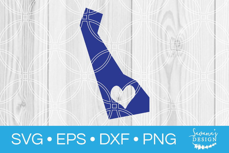 Delaware State with Heart SVG SavanasDesign 
