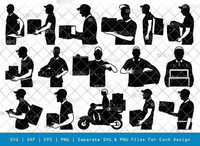 Delivery Man SVG, Man Silhouette, Delivery Service Svg, Delivery Man Bundle, SB00789 SVG ETC Craft 