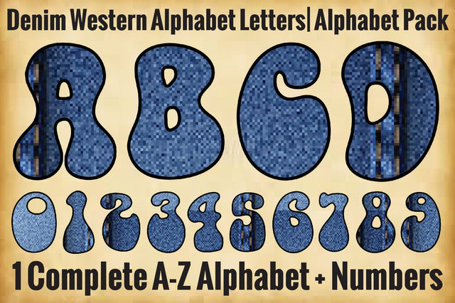 Denim Western Alphabet Pack Sublimation Jagonath Roy 