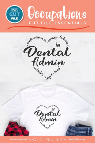 Dental admin svg, dentist administrative assistant svg, dental coordinator svg, dentistry svg, svg dxf png, heart shape, tooth svg, teeth SVG SVG Cut File 