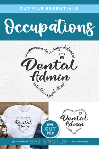 Dental admin svg, dentist administrative assistant svg, dental coordinator svg, dentistry svg, svg dxf png, heart shape, tooth svg, teeth SVG SVG Cut File 