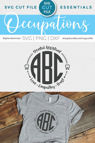 Dental Assistant svg, monogram, dental Assistant monogram svg SVG SVG Cut File 