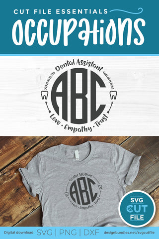 Dental Assistant svg, monogram, dental Assistant monogram svg SVG SVG Cut File 