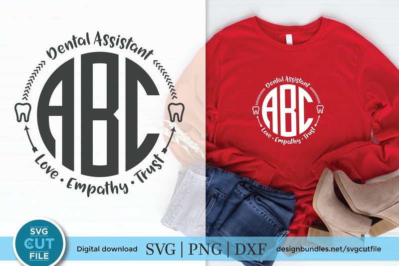 Dental Assistant svg, monogram, dental Assistant monogram svg SVG SVG Cut File 