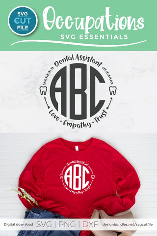 Dental Assistant svg, monogram, dental Assistant monogram svg SVG SVG Cut File 