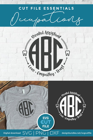 Dental Assistant svg, monogram, dental Assistant monogram svg SVG SVG Cut File 