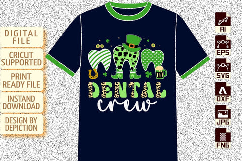 Dental Crew St. Patrick's T-Shirt, Patrick's Dental Shirt, Dental Animal Print Shirt, Patrick's Day Hat Shirt, St. Patrick's Day Shirt Print Template Sketch DESIGN Depiction Studio 