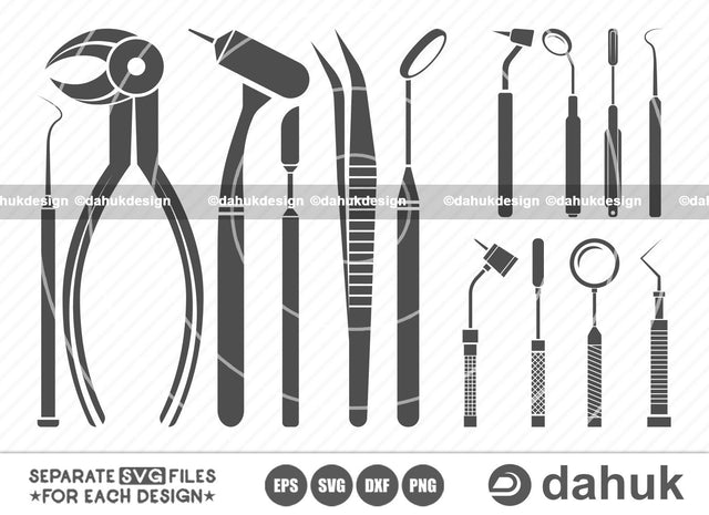 Dental equipment SVG, Dental assistant, Tools SVG, Dentist tools, Dental Hygienist,Dental equpment Icon, Cut file, for silhouette, svg, eps, dxf, png, clipart cricut design space, vinyl cut files SVG dahukdesign 