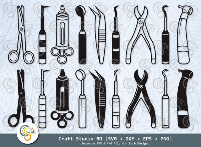 Dental Equipment's Silhouette, Dental Equipment's SVG, Extracting Forceps Svg, Dental Icon, Mouth Mirror Svg, Periodontal Probe Svg, Dental Equipment's Bundle SVG ETC Craft 