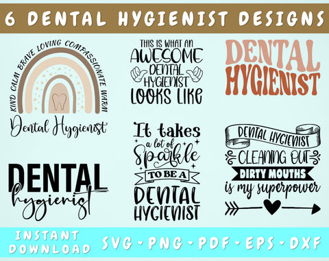 Dental Hygienist SVG Bundle, 6 Designs, Dental Hygienist Shirt SVG, It Takes A Lot Of Sparkle To Be A Dental Hygienist SVG, Dental Hygienist Definition SVG SVG HappyDesignStudio 