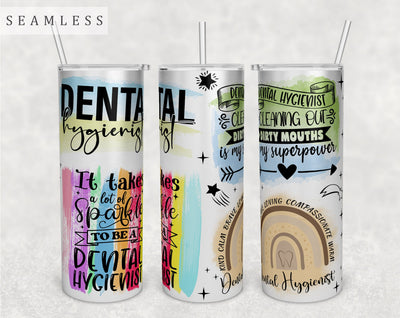 Dental Hygienist Tumbler Wrap, 20 Oz Skinny Tumbler Sublimation Design, Seamless Dental Hygienist Quotes Tumbler PNG Sublimation HappyDesignStudio 