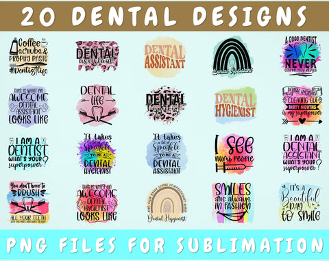 Dental Sublimation Designs Bundle, 20 Dental Quotes PNG Files For Sublimation, Dentist Shirt PNG, Dental Assistant PNG, Dental Hygienist PNG Sublimation HappyDesignStudio 