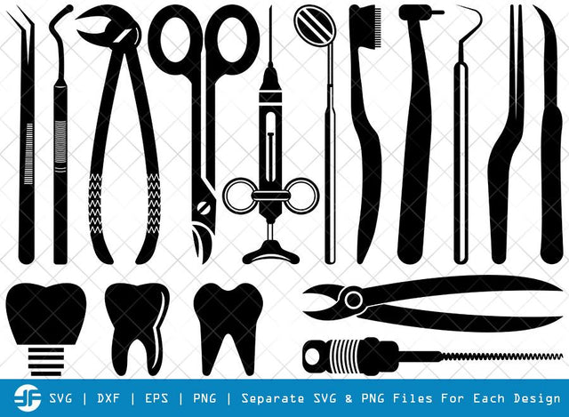 Dentist SVG Cut Files | Dentist Tool Silhouette Bundle SVG ETC Craft 