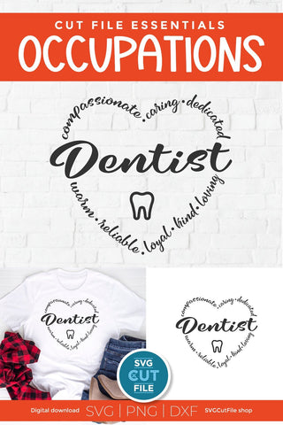 Dentist svg, dental school svg, dentist office, dentist staff, dentist svg for cricut, dds svg, dmd svg, svg dxf png, heart, tooth svg SVG SVG Cut File 