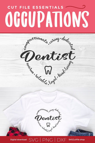 Dentist svg, dental school svg, dentist office, dentist staff, dentist svg for cricut, dds svg, dmd svg, svg dxf png, heart, tooth svg SVG SVG Cut File 