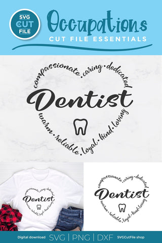 Dentist svg, dental school svg, dentist office, dentist staff, dentist svg for cricut, dds svg, dmd svg, svg dxf png, heart, tooth svg SVG SVG Cut File 