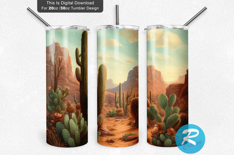 Desert Cactus 20 oz / 30 oz Skinny Tumbler Sublimation Regulrcrative 
