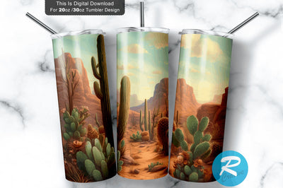 Desert Cactus 20 oz / 30 oz Skinny Tumbler Sublimation Regulrcrative 