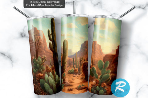 Desert Cactus 20 oz / 30 oz Skinny Tumbler Sublimation Regulrcrative 