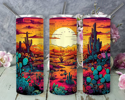Desert Cactus 20oz Skinny Tumbler Png, The Perfect Desert Of Cactuses Png, Succulent Tumbler, Desert Png, Colorful Succulent Tumbler Wrap Png, Cactus Flower Tumbler Sublimation DesignSVG 