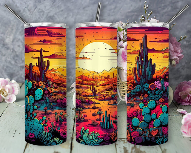 Desert Cactus 20oz Skinny Tumbler Png, The Perfect Desert Of Cactuses Png, Succulent Tumbler, Desert Png, Colorful Succulent Tumbler Wrap Png, Cactus Flower Tumbler Sublimation DesignSVG 