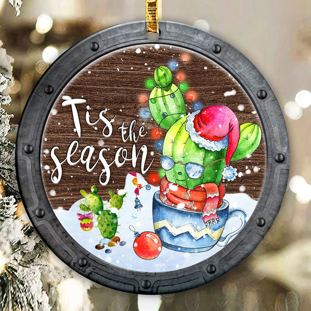 Desert Cactus Christmas Ornament Sublimation Designs Template- Christmas Holiday Png Round Wall Hanger Template -Xmas Sublimation Download Sublimation CaldwellArt 