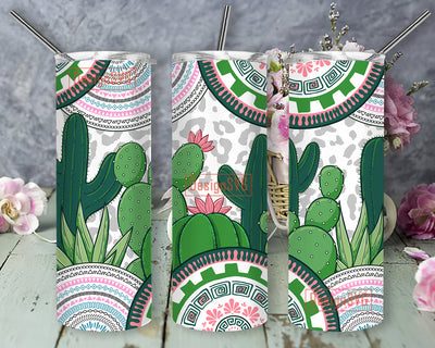 Desert Cactus Sublimation Tumbler Design, Cactus Tumbler PNG, Desert Tumbler Wrap, Succulent Tumbler Template, Leopard Print 20 oz Skinny Tumbler Digital Sublimation DesignSVG 