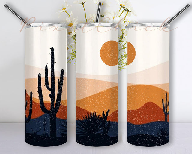 Desert Cactus Tumbler 20oz Skinny Tumbler Sublimation Designs for Straight, Tapered Tumbler Design, PNG Digital Download Sublimation PixelChick 
