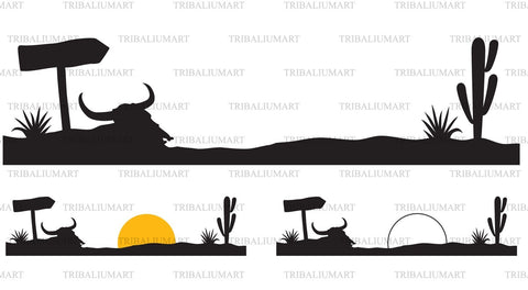 Desert landscape with bull skull SVG TribaliumArtSF 