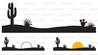 Desert landscape with cactus and plants SVG TribaliumArtSF 