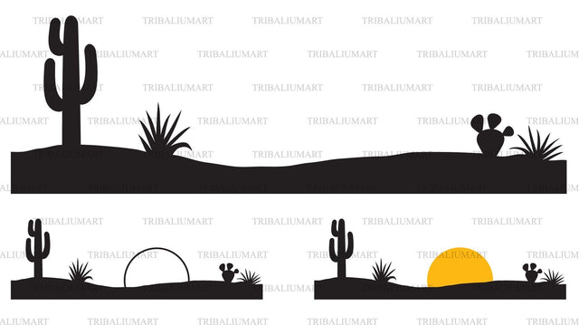 Desert landscape with cactus and plants SVG TribaliumArtSF 