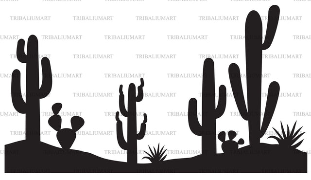 Desert landscape with cactus and plants SVG TribaliumArtSF 