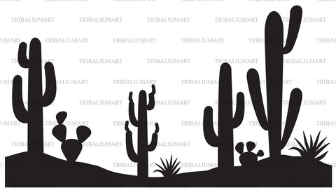 Desert landscape with cactus and plants SVG TribaliumArtSF 