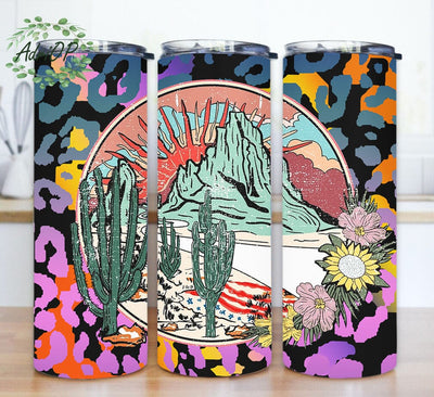 Desert Vibes Sublimation Design 20 oz Skinny Tumbler Wrap PNG, Western Tumbler Png Sublimation AdriOP 