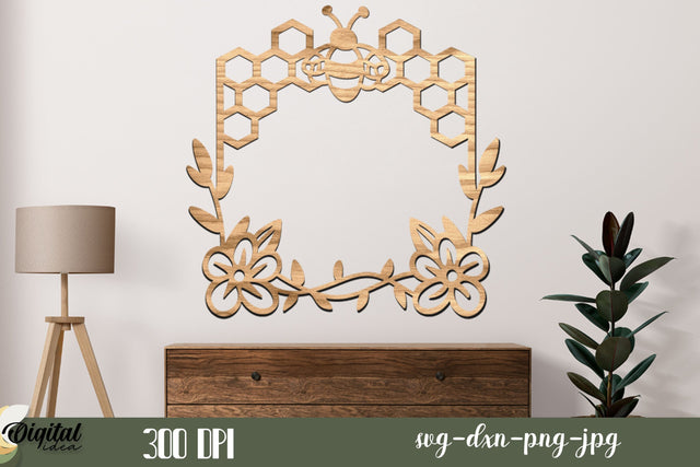 Design Laser Cut. Honey Bee Silhouette. Honeycomb Laser Cut. SVG Evgenyia Guschina 