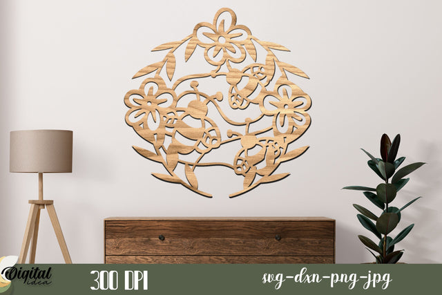 Design Laser Cut. Honey Bee Silhouette. Honeycomb Laser Cut. SVG Evgenyia Guschina 